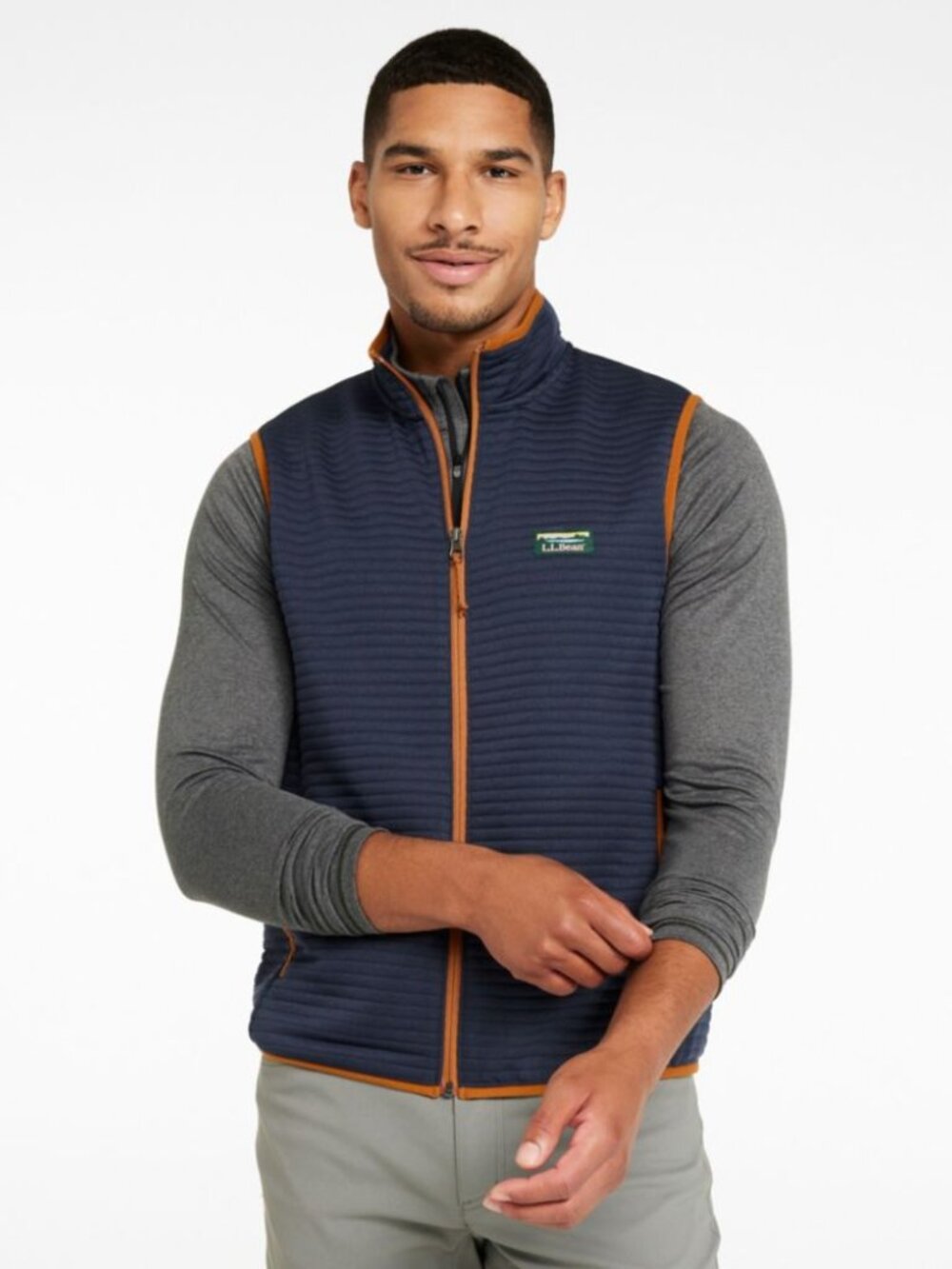 L.L. Bean Men's Airlight Zip Up Vest in Navy Blue, M Tall